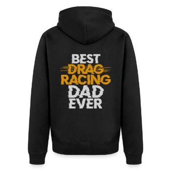 Drag Racing Race Car Dad Vintage - Unisex Premium Organic Zip Hoodie - black - Back - Nico (187cm)