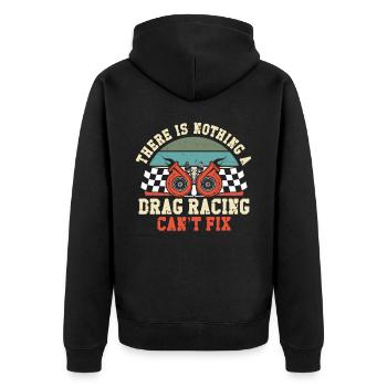 Drag Racing Race Car Retro Vintage - Unisex Premium Bio Zip Hoodie - Schwarz - Hinten - Nico (187cm)