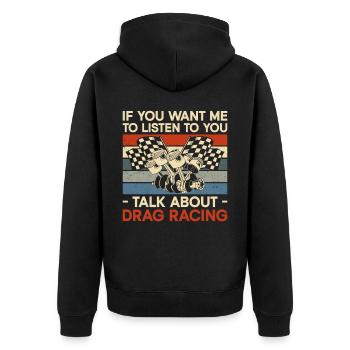 Drag Racing Race Car Retro Vintage - Unisex Premium Bio Zip Hoodie - Schwarz - Hinten - Nico (187cm)