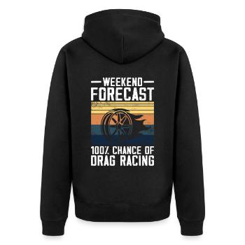Drag Racing Race Car Retro Vintage - Unisex Premium Bio Zip Hoodie - Schwarz - Hinten - Nico (187cm)