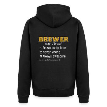 Beer Brewing Brewer Brews Tasty Beer Brewing Hops - Unisex Premium Bio Zip Hoodie - Schwarz - Hinten - Nico (187cm)