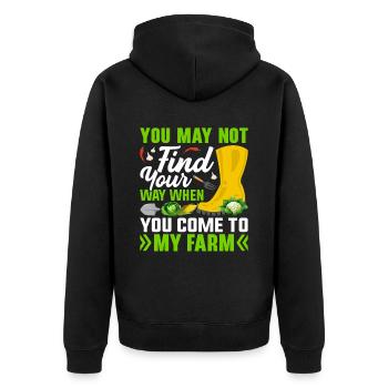 Farmer Tractor Farming Quote für Landwirte - Unisex Premium Bio Zip Hoodie - Schwarz - Hinten - Nico (187cm)