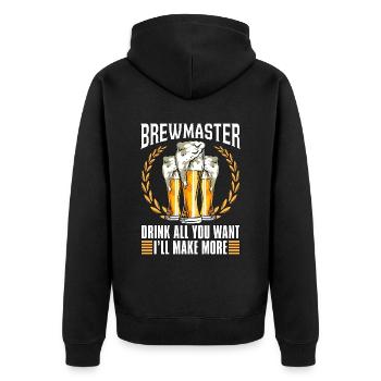 Beer Brewing Brewmaster Drink All Hops Beer Brewer - Unisex Premium Bio Zip Hoodie - Schwarz - Hinten - Nico (187cm)