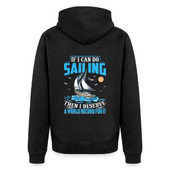 Yachtsegel, das lustiges Segelboot sagt - Unisex Premium Bio Zip Hoodie - Schwarz - Hinten - Nico (187cm)