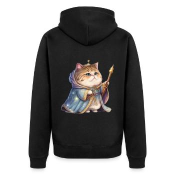 Katzen Mutter Miau König Lustig Katzendame T-Shirt - Unisex Premium Bio Zip Hoodie - Schwarz - Hinten - Nico (187cm)