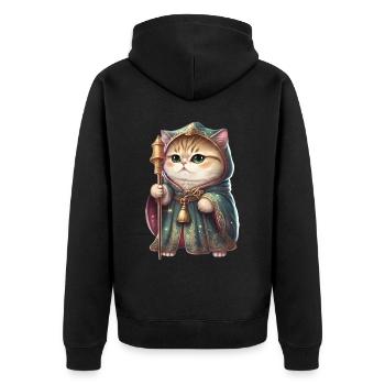 Katzen Mutter Miau König Lustig Katzendame T-Shirt - Unisex Premium Bio Zip Hoodie - Schwarz - Hinten - Nico (187cm)
