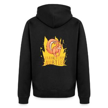 Gefährliches Laubtier Eichhörnchen - Unisex Premium Bio Zip Hoodie - Schwarz - Hinten - Nico (187cm)