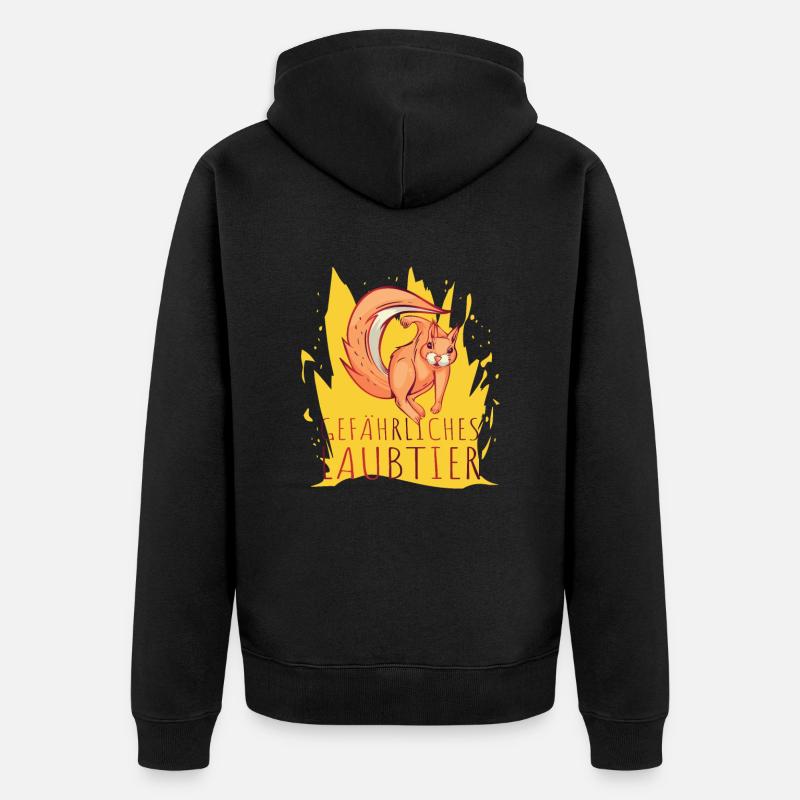 Gefährliches Laubtier Eichhörnchen - Unisex Premium Bio Zip Hoodie - Schwarz