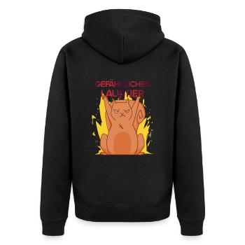 Gefährliches Laubtier Eichhörnchen - Unisex Premium Bio Zip Hoodie - Schwarz - Hinten - Nico (187cm)