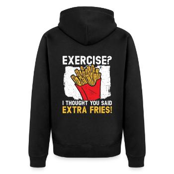 Exercice Je pensais que vous aviez dit pommes de terre extra frites - Veste à capuche bio Premium Unisexe - noir - Dos - Nico (187cm)