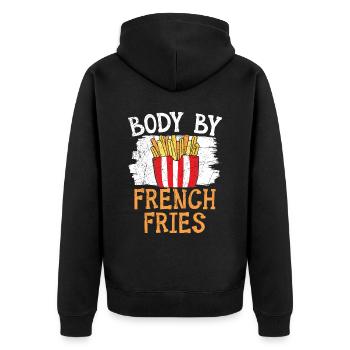 Body By French Fries Eater Foodie Potato Lover - Unisex Premium Organic Zip Hoodie - black - Back - Nico (187cm)