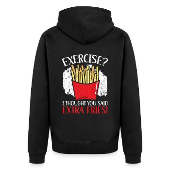 Exercice Je pensais que vous aviez dit pommes de terre extra frites - Veste à capuche bio Premium Unisexe - noir - Dos - Nico (187cm)