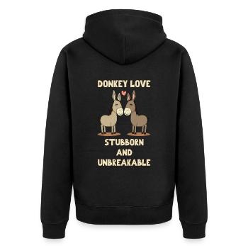 Donkey Love is Stubborn and Unbreakable - Unisex Premium Organic Zip Hoodie - black - Back - Nico (187cm)