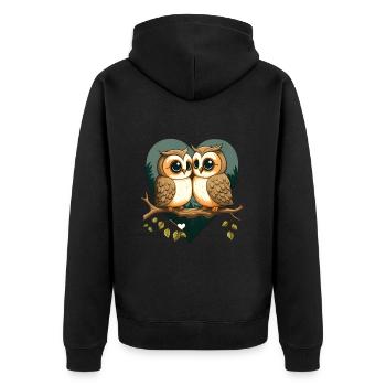 Owl Heart Valentine's Day - Unisex Premium Organic Zip Hoodie - black - Back - Nico (187cm)
