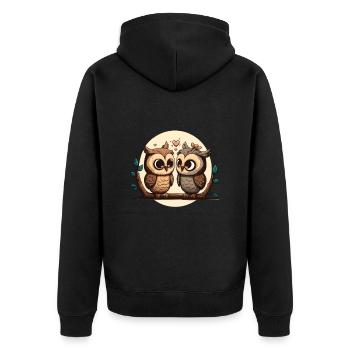 Owl Heart Valentine's Day - Unisex Premium Organic Zip Hoodie - black - Back - Nico (187cm)
