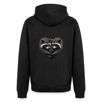 Raccoon Heart Valentine's Day - Unisex Premium Organic Zip Hoodie - black - Back - Nico (187cm)