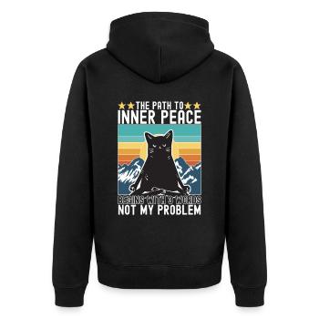 Yoga Meditation Cat - Unisex Premium Organic Zip Hoodie - black - Back - Nico (187cm)