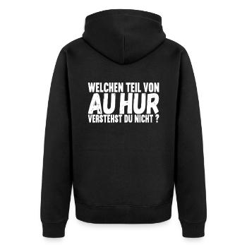 Aachener Slang - Unisex Premium Bio Zip Hoodie - Schwarz - Hinten - Nico (187cm)
