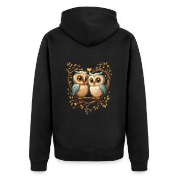 Owl Heart Valentine's Day - Unisex Premium Organic Zip Hoodie - black - Back - Nico (187cm)
