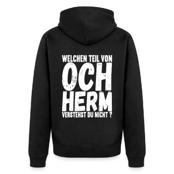 Aachener Slang - Unisex Premium Bio Zip Hoodie - Schwarz - Hinten - Nico (187cm)