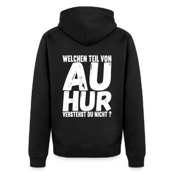 Aachener Slang - Unisex Premium Bio Zip Hoodie - Schwarz - Hinten - Nico (187cm)