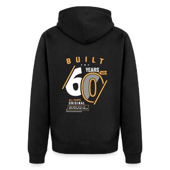 Funny 60th Birthday Age 60 Years Old - Unisex Premium Organic Zip Hoodie - black - Back - Nico (187cm)