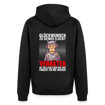 Abschiedsgeschenk Kollege Jobwechsel - Unisex Premium Bio Zip Hoodie - Schwarz - Hinten - Nico (187cm)