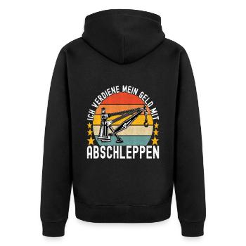 Abschleppwagen Abschleppdienst - Unisex Premium Bio Zip Hoodie - Schwarz - Hinten - Nico (187cm)