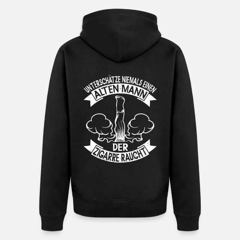 Zigarren Cigarren Zigarren Zigarrenschneider - Unisex Premium Bio Zip Hoodie - Schwarz