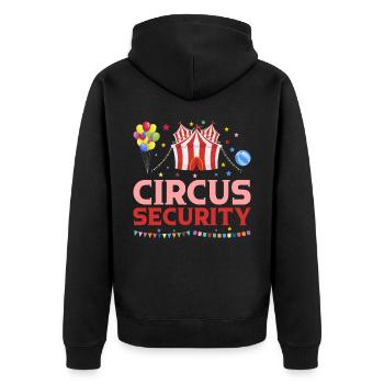 Zircus Security Circus Party Zircus Clothing - Unisex Premium Bio Zip Hoodie - Schwarz - Hinten - Nico (187cm)
