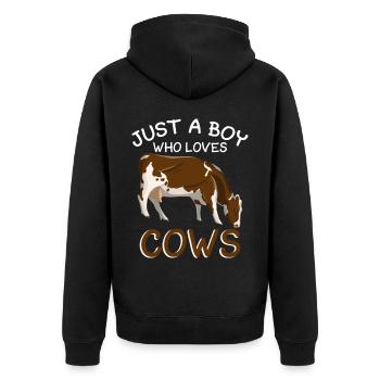 Nur Ein Junge Der Kühe Bauern Kuhkinder - Unisex Premium Bio Zip Hoodie - Schwarz - Hinten - Nico (187cm)
