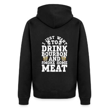Bourbon-Smoker-Grillwhisky - Unisex Premium Bio Zip Hoodie - Schwarz - Hinten - Nico (187cm)