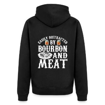Bourbon-Smoker-Grillwhisky - Unisex Premium Bio Zip Hoodie - Schwarz - Hinten - Nico (187cm)
