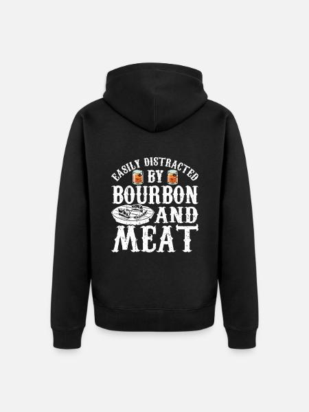 Bourbon Smoker Barbecue Whiskey - Unisex Premium Organic Zip Hoodie - black