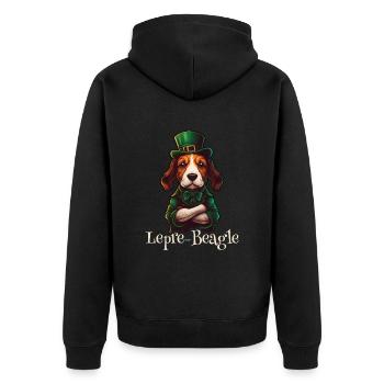 Lepre-Beagle Dog St. Patty - Unisex Premium Bio Zip Hoodie - Schwarz - Hinten - Nico (187cm)