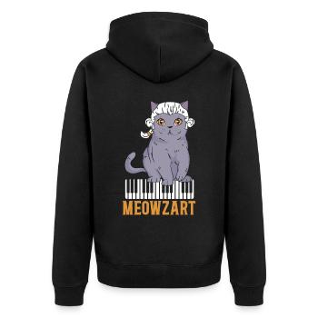 Meowzart Klavier Katze Musiker Musikalische Pianistin Musik - Unisex Premium Bio Zip Hoodie - Schwarz - Hinten - Nico (187cm)