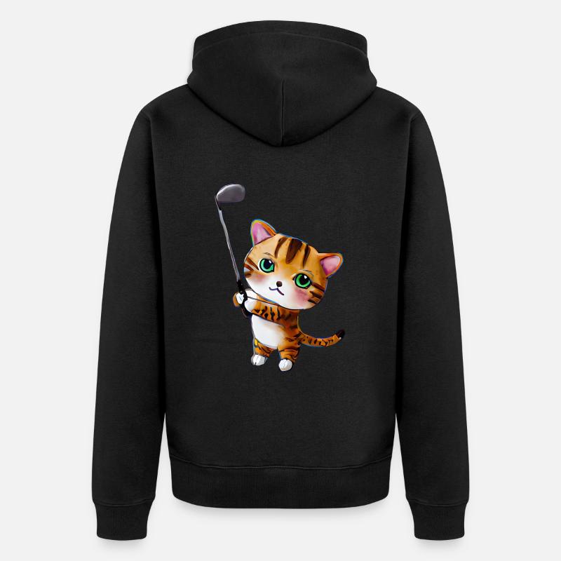 Chat de golf - Veste à capuche bio Premium Unisexe - noir