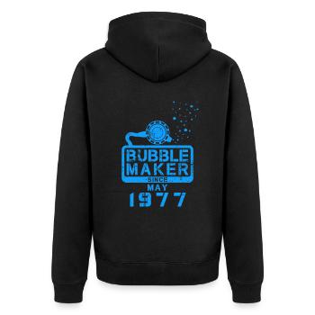 Taucher Geburtstag Bubblemaker seit Mai 1977 - Unisex Premium Bio Zip Hoodie - Schwarz - Hinten - Nico (187cm)