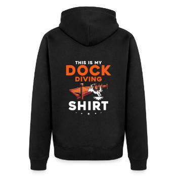 Dock Diving Design for Dog Jumping and Dock Dog - Unisex Premium Organic Zip Hoodie - black - Back - Nico (187cm)