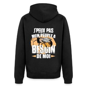 Apiculteur drôle disant apicole abeille - Veste à capuche bio Premium Unisexe - noir - Dos - Nico (187cm)