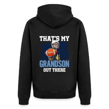 Das Ist Mein Enkel Da Draußen American Football - Unisex Premium Bio Zip Hoodie - Schwarz - Hinten - Nico (187cm)