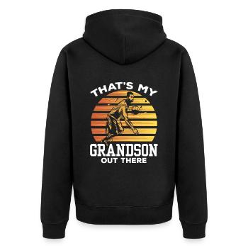 Das Ist Mein Enkel Da Draußen Beim Basketball - Unisex Premium Bio Zip Hoodie - Schwarz - Hinten - Nico (187cm)