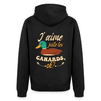 J'aime Juste Les Canards, ok? - Veste à capuche bio Premium Unisexe - noir - Dos - Nico (187cm)