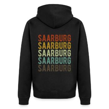Saarbourg Ville Rétro Vintage - Veste à capuche bio Premium Unisexe - noir - Dos - Nico (187cm)