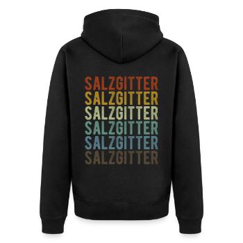 Salzgitter Stadt Retro Vintage - Unisex Premium Bio Zip Hoodie - Schwarz - Hinten - Nico (187cm)