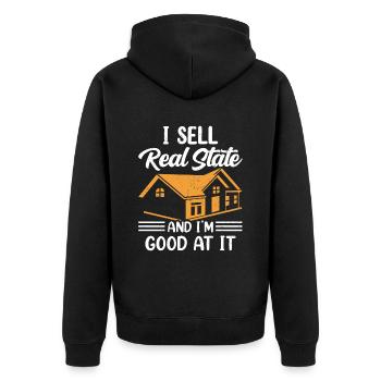 I sell real estate and I'm good at it - Unisex Premium Organic Zip Hoodie - black - Back - Nico (187cm)
