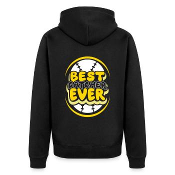 Bester Fänger Aller Zeiten Baseball Hobby Catcher - Unisex Premium Bio Zip Hoodie - Schwarz - Hinten - Nico (187cm)