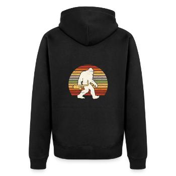 Saxophon Bigfoot Sasquatch Musiker Jazzmusik - Unisex Premium Bio Zip Hoodie - Schwarz - Hinten - Nico (187cm)
