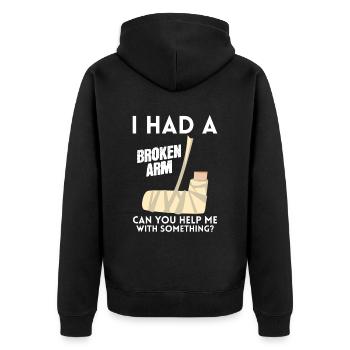 Knochen Ellbogen Hand Handgelenk Verletzung Ich - Unisex Premium Bio Zip Hoodie - Schwarz - Hinten - Nico (187cm)