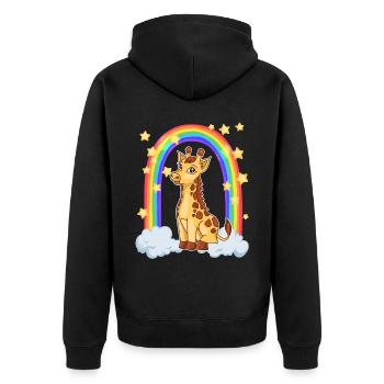 Giraffe in the magic rainbow - Unisex Premium Organic Zip Hoodie - black - Back - Nico (187cm)